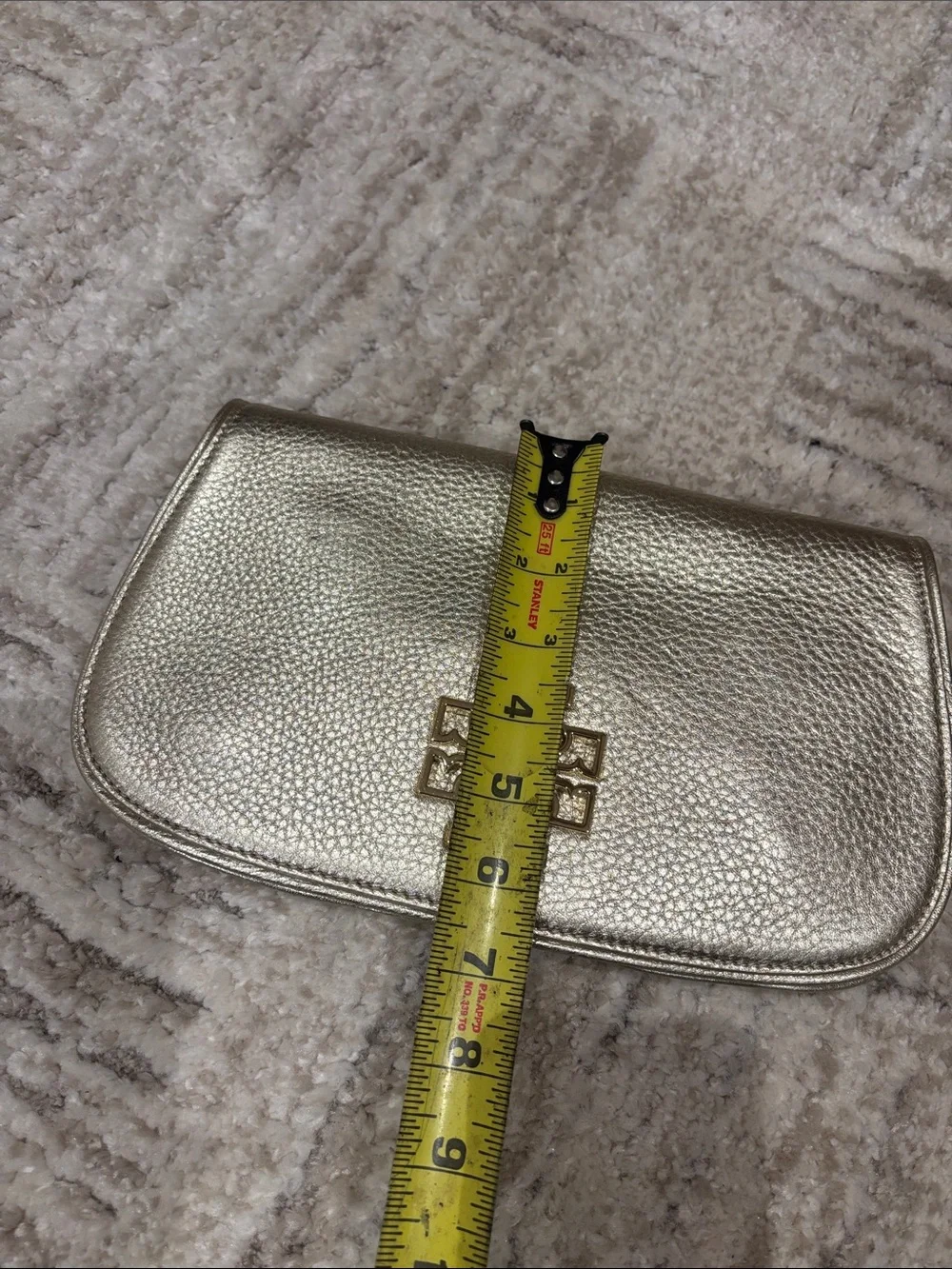 Tory Burch Metallic Gold Leather Wristlet Clutch